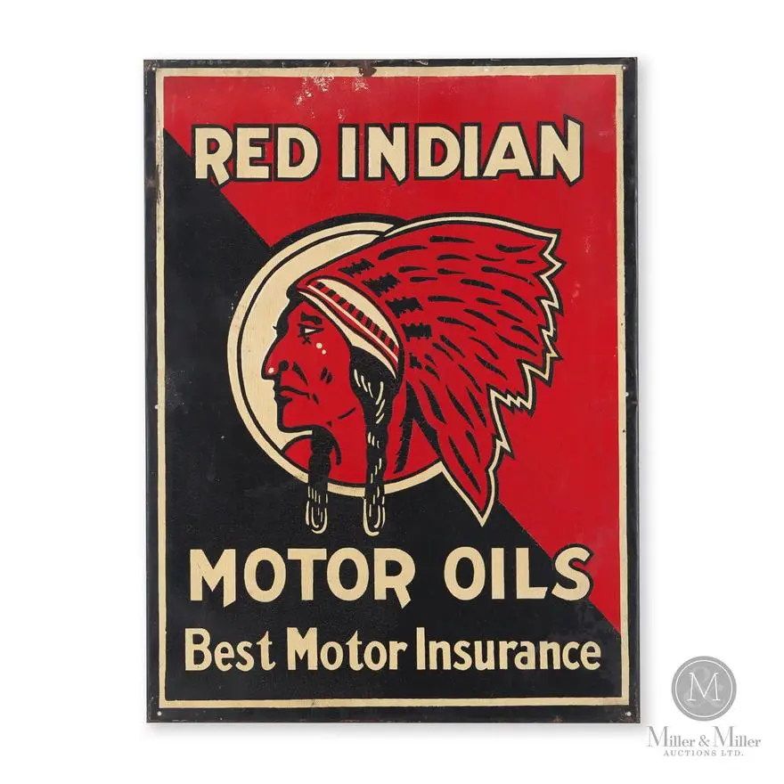 red indian motor oil sign